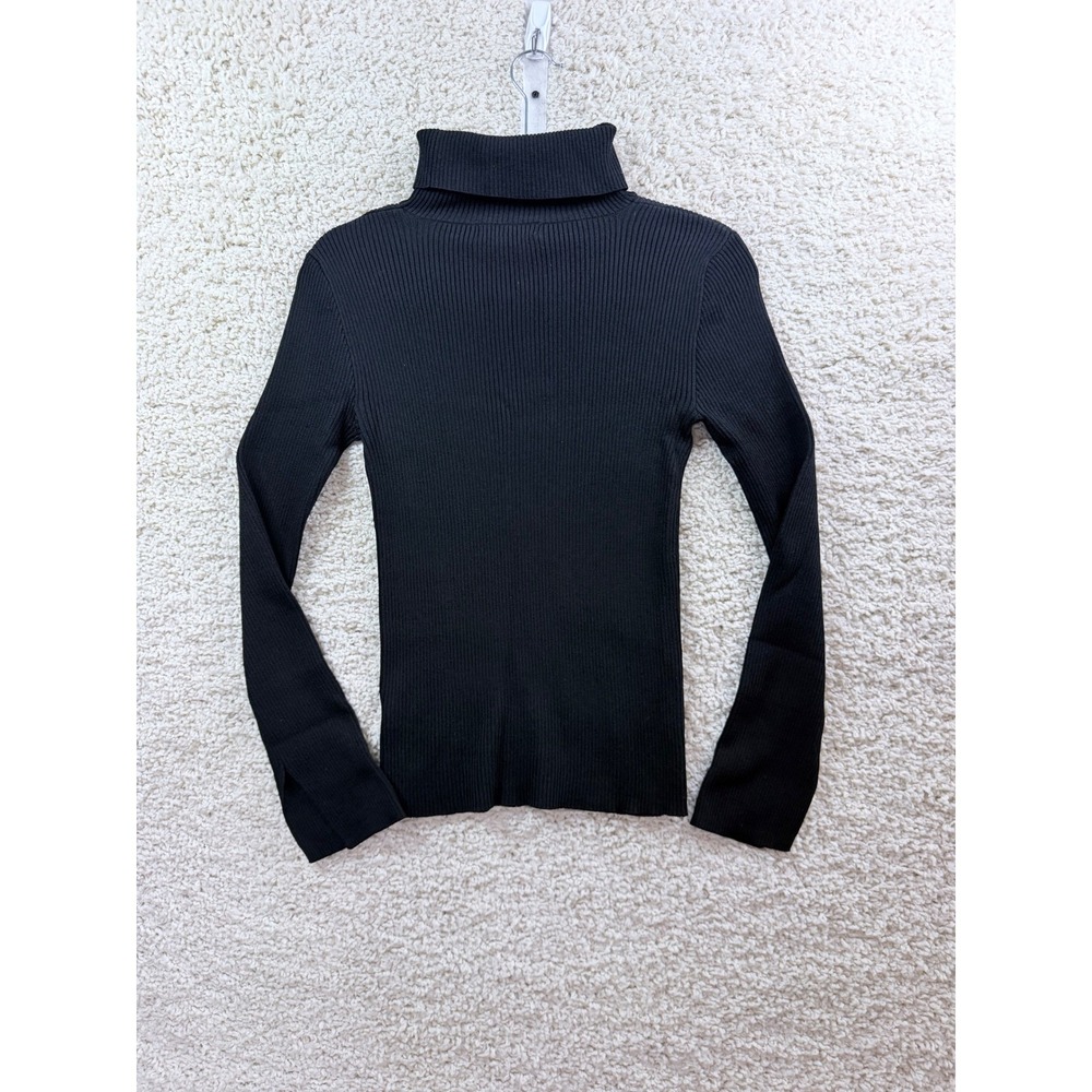 Philomena Petti Turtleneck Women Size M Black Ribbed Split Cuff Sweater - Picture 4 of 9